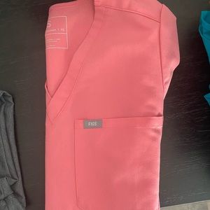 Neon pink FIGS Catarina top